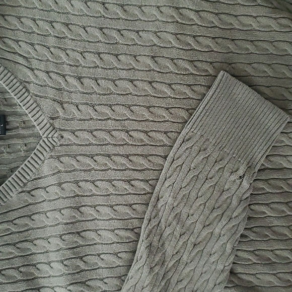 EDDIE BAUER dark green pullover v-neck long sleeve sweater LARGE 100% Cotton - Picture 4 of 4